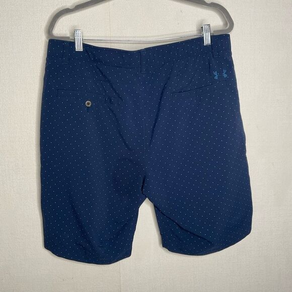 Under Armour Shorts Mens 38 Blue Polka Dot Casual Golf Performance Chino 10,5” - Picture 3 of 7